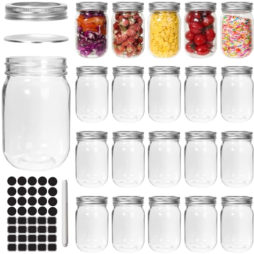 12 oz Mason Jars with Airtight Lids and Bands 20 Pack Glass Canning Jars