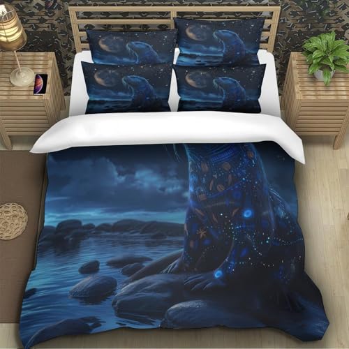 Housse de couette chèvre néon microfibre résistante anti-plis 3D