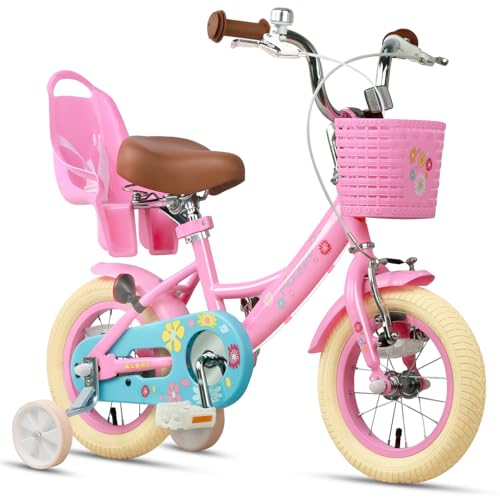 Glerc Maggie 12 Zoll Kinderfahrrad Alter 1 2 3 4 Jahre alt Mädchen Fahrrad Prinzessin Stil mit Puppen-Sitz & Korb & Stützräder & Glocke für Geburtstag,Rosa Glerc Maggie 12 Zoll Kinderfahrrad Alter 1 2 3 4 Jahre alt Mädchen Fahrrad Prinzessin Stil mit Puppen-Sitz & Korb & Stützräder & Glocke für Geburtstag,Rosa