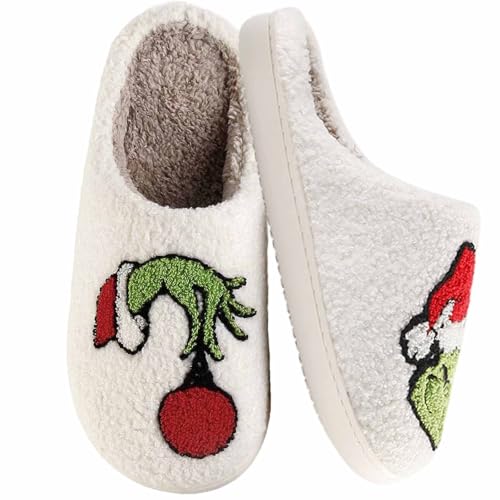 WTBSTIL Christmas Slippers Cartoon Slippers For Women Men Cute Comfy House Memory Foam Slipper Soft Non-Slip Fall Winter Indoor Slipper Warm Plush Bedroom Shoes For Woman Toushou 41-42