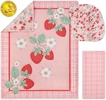 The Peanutshell Strawberry Sweet 3-Piece Baby Girl Crib Bedding Set – Pink Nursery Bedding, Crib Comforter & Decor for Newborns and Toddlers