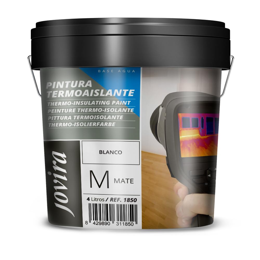 JOVIRA PINTURAS- 6 Chilo -Pittura termoisolante. Per superfici in calcestruzzo, malta cementizia, mattoni e intonaco. Migliora l'isolamento termico e acustico. (4 Litri, Bianco) B-15