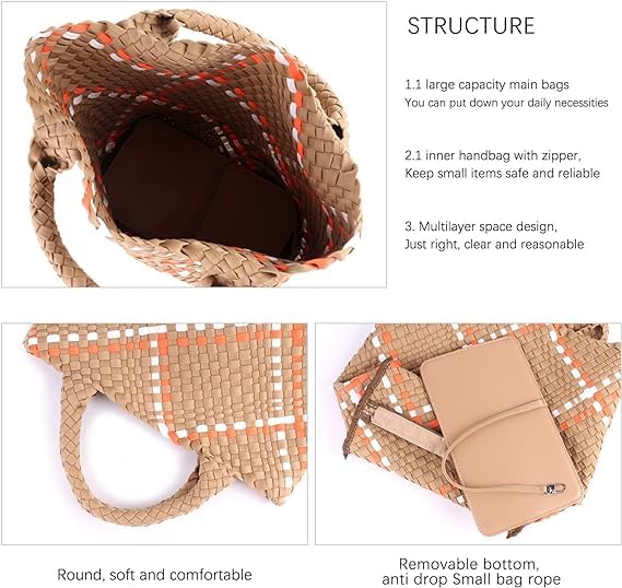 Bolso Tote tejido para mujer estilo moderno miniatura 5