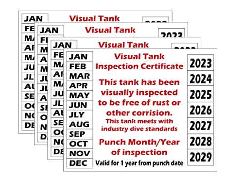 Scuba Tank Visual Inspection Stickers (4 Pack) Larger Size