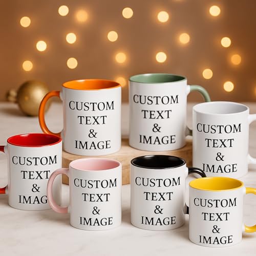 Personalized Coffee Mug 11 oz Ceramic – Add Photo, Text or Logo | Custom Picture Cup, Double‑Sided Print, Dishwasher & Microwave Safe, Made in USA | Gift for Men & Women, Black