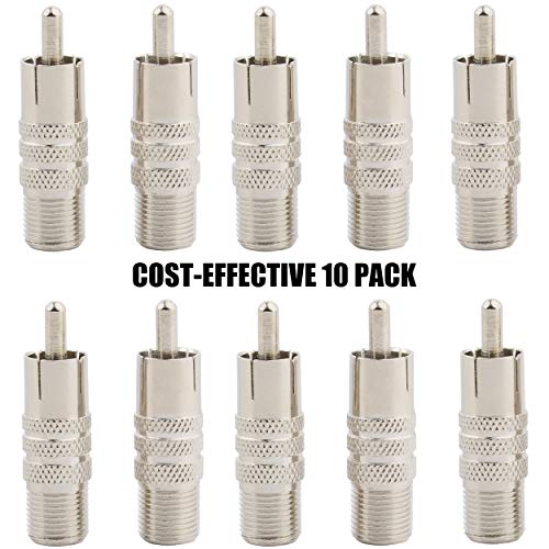 Warmstor 10 Pack F Type Female to RCA Male Coaxial Cable Adapter Coupler, F Type to AV Audio Video Connector Converter - Thumbnail 7