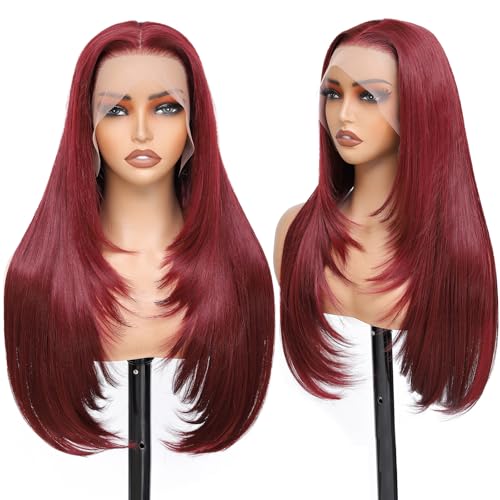 WIGAGA Burgundy 99j Synthetic Lace Front Wig