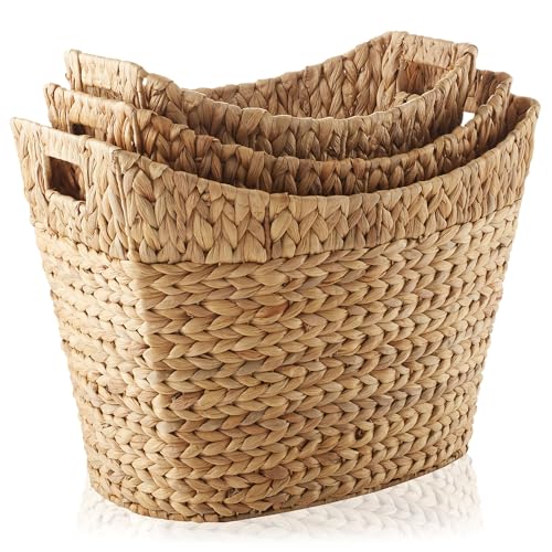 Casafield STO-B3538-NAT Set Of 3 Stackable Oval Laundry Baskets thumb #2