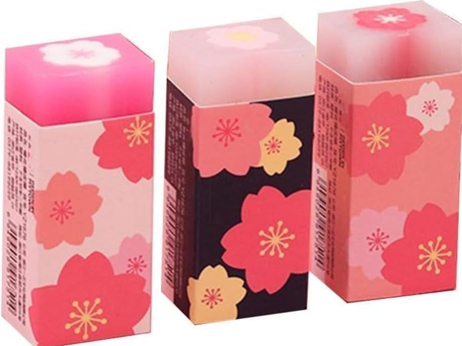 3Pcs Pink Lovely Rubber Erasers Petal Sketch Painting Pencil Correction Tool Atationery Supplies School Office Stationery Supply Standard Pencil Erasers