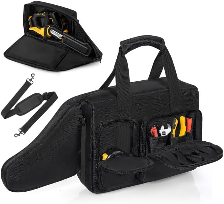 Chainsaw Carrying Case, Waterproof Foldable Chainsaw Storage Bag Compatible with EGO, Dewalt, Greenworks 8 Inch Cordless Power Chainsaw & Accessories