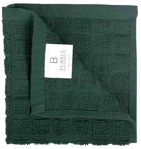 Image of Bumble Dish Cloths (8 Pack) | 12 inch x 12 inch | 100% Cotton Kitchen Towels | 405 GSM | Soft, Highly Absorbent & Durable Dish Towels for Kitchen | Green