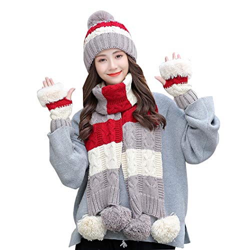 FANGFA Chapeau Gants en écharpe Gardez la Mode au Chaud Femme Hiver Ensemble Cover