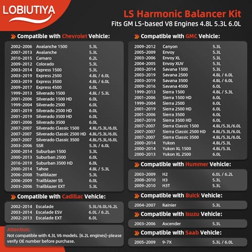 Image of 19300488 594-209 LS Harmonic Balancer Kit with Installation Tool and Crank Bolt,For Chevy Silverado Tahoe Sierra Yukon 4.8L 5.3L 6.0L 6.2L Engine Crankshaft Pulley Replacement 12553112