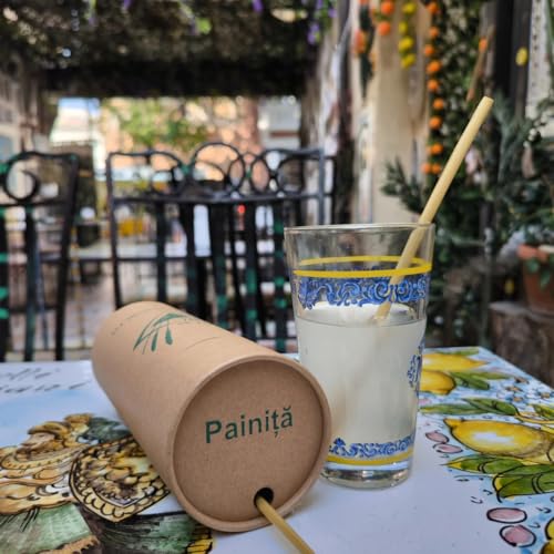 Cannucce biologiche di segale e grano – 80/150 pezzi – compostabili senza plastica & puro – in dispenser 19 cm & 23 cm – per cocktail, caffè, frullati (150 cannucce biologiche in cannuccia di grano