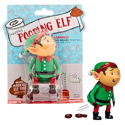 Boxer Gifts Pooping Elf Poop Candy Toy for Kids - Jelly Bean Dispenser - Funny Stocking Stuffers Boys & Girls - Christmas Novelty Toys