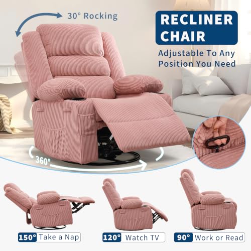Image of Rocking Recliner Chair for Adults 360 Swivel Manual Recliner