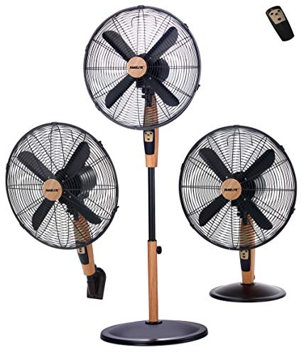 Fanelite - Ventilateur 3 en 1 sur pied ou table ou mural ZF-1602BW - Diamètre 40 cm - 3 vitesses - Avec télécommande - Minuterie - Hauteur ajustable - Oscillant ou fixe - Silencieux Cover