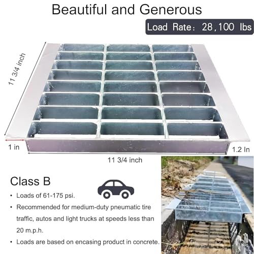 Image of Galvanized Steel Drain Grate with Lip, Channel Cover 12x12 in