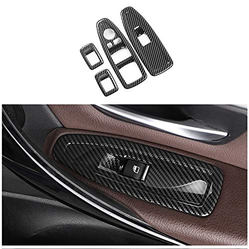Set Di 4 Decorazioni Per Pulsanti Alzacristalli In Fibra Di Carbonio Nera Per BMW Serie 3 F30/F31/F34 E Serie 4 F32/F36 (2013-2019, Guida A Sinistra) - 2