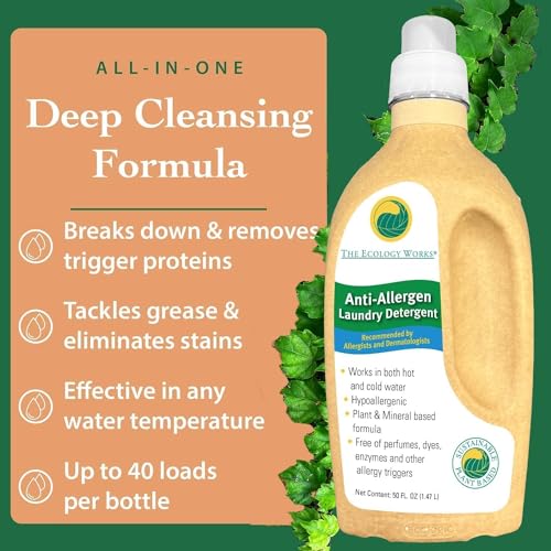 Image of Anti-Allergy Laundry Detergent - Natural Allergy Free Laundry Soap - Pet Laundry Detergent for Dander Allergy, Pollen - Safe on Sensitive Skin & Washing Baby Clothes, Fragrance Free & Unscented