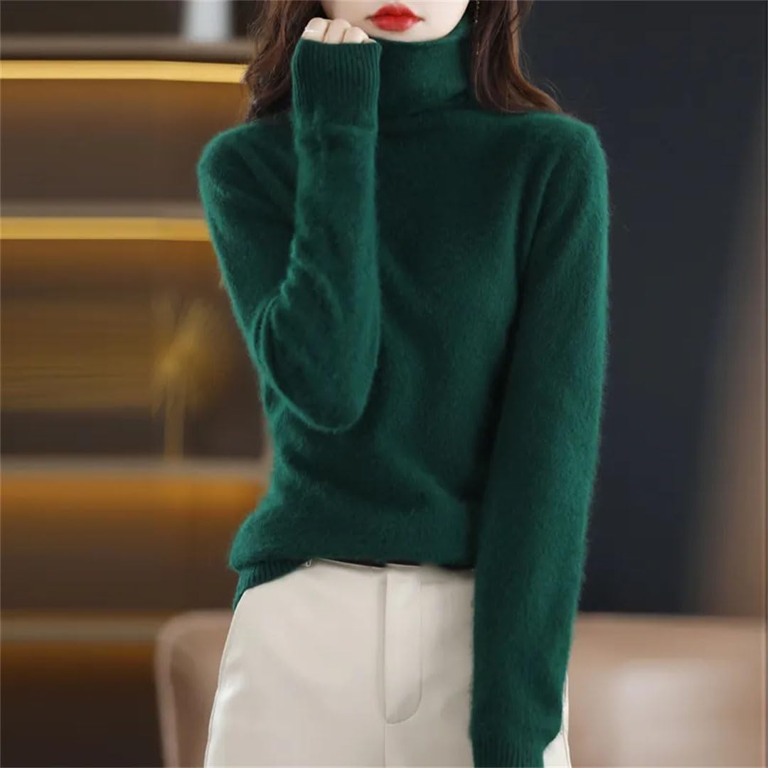 Maglione da donna a collo alto in cashmere, a maniche lunghe, lavorato a maglia
