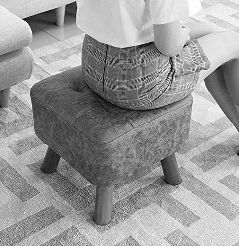 Pouf carré rembourré chic et repose-pieds en bois