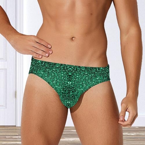 Beautiful Emerald Green Glitter Sparkles Men's Swimsuit Bikini Briefs Sexy Swim Underwear Stretchy Briefs Quick Dry Swimwear3