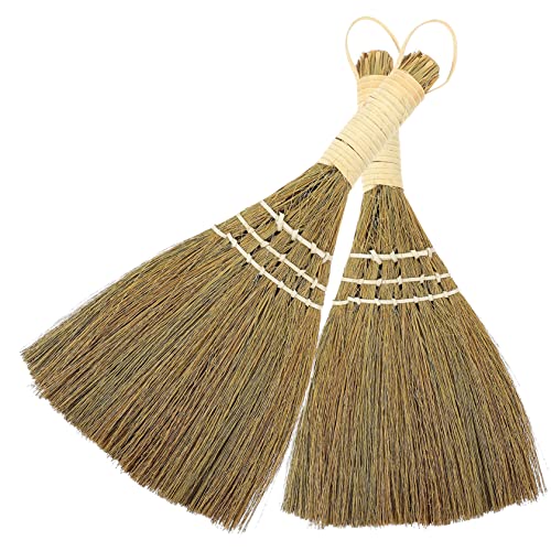 HOMOCONO 2pcs Kitchen Cleaning Broom Whisk Broom Mini Brush Broom Straw Broom Power Whusk Broom Desk Cleaning Small Cleaning Kit Straw Hand Broom Duster Car Broom Pan Wick ? Miscanthus