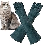 [Allystyle] ドッグバイトグローブ, 信頼を築き、手を保護する猫のグルーミング グローブ, 暖炉、ストーブ、オーブン、グリル、溶接、バーベキュー、ミグ、鍋つかみ、動物処理用の家庭用品