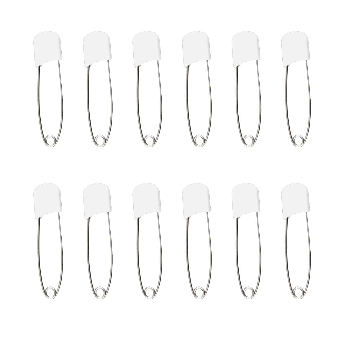 Thyonta Silver 12 Pcs Essential Baby Nappy Safety Pins – 2.2 Inch 55Mm Durable Head Fasteners Cloth Diapering Solution, 2401-27A