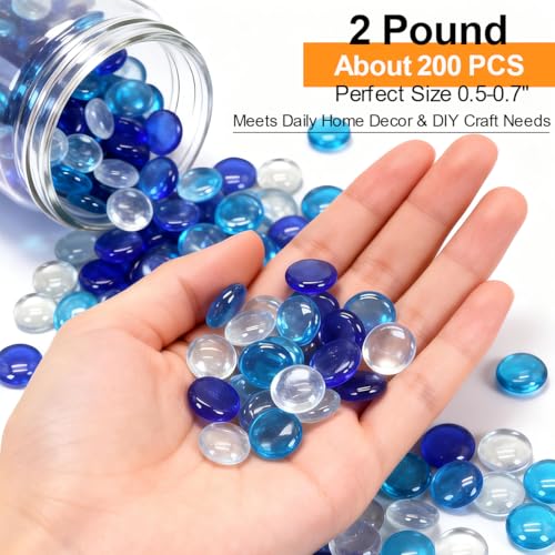 Image of Mini Glass Gems Flat Bottom Marble Beads for Vase Aquarium Fish Tank | Mixed Color Decorative Glass Stones Vase Filler For Planter Crafts Home Art Decoration (2 Pounds)