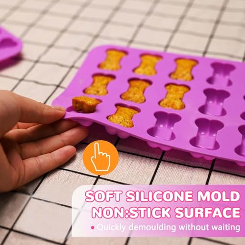 Auauraintt 4 Stück Backmatte Hundekekse,Silikon Backmatte, mit Schaber,Bürste,Kann für DIY Leckerlis für Hunde,für DIY Hundeleckerlies, Schokolade, Kekse, Eiswürfel, Süßigkeiten, BPA-Frei
