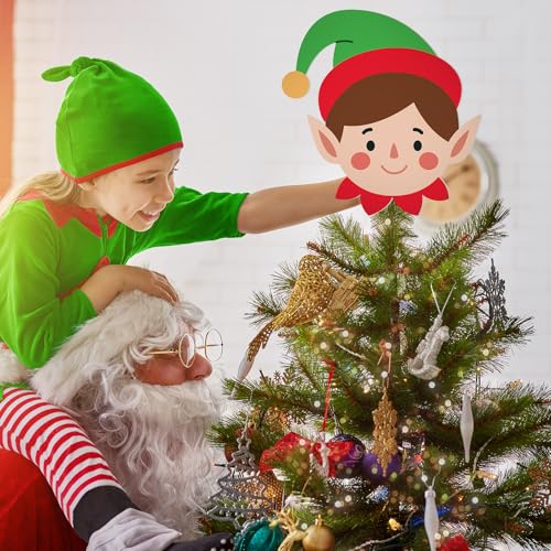 Fiwochic 8 Pcs Christmas Elf Tree Topper Funny Xmas Tree Toppers Large Christmas Decorations Cute Elf Head Arm and Legs for DIY Xmas Trees Decorations Home Ornaments Party Supplies, Red Green White by Fiwochic - Image 4