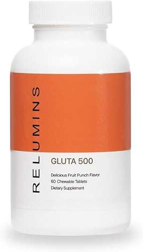 Relumins Gluta 500 - Complejo de glutatión de pared masticablesublime con nutrición avanzada para la piel, ácido hialurónico, VIT C, biotina más 4
