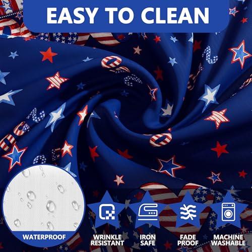 4th of July Tablecloth Oval 60x84 Inch, 250 Anniversary USA Merchandise Patriotic Decorations Washable Blue Red America Heart Stars Memorial Day Table Cloth Waterproof Scalloped Edge Table Cover by Siilues - Used condition - Image 4