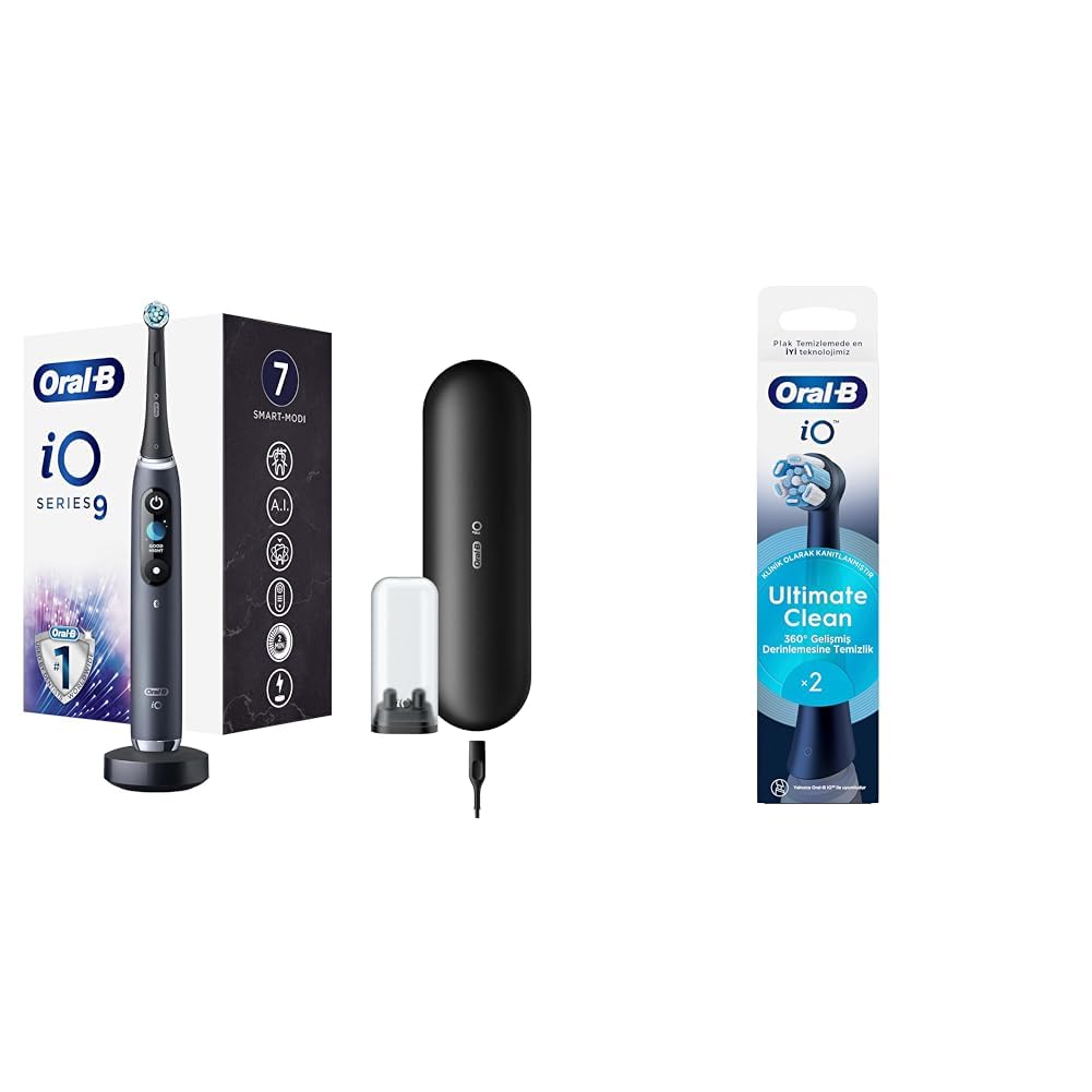 Oral-B iO - 9 Siyah Şarjlı/Elektrikli Diş Fırçası + Oral-B iO Ultimate Clean Siyah Diş Fırçası Yedek Başlığı 2 Adet