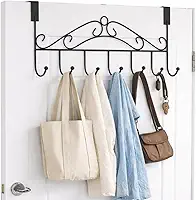 Cabideiro de Porta 7 Ganchos – Organizador Multiuso para Toalhas, Bolsas e Roupas, Suporte sem Furo em Metal Gancho de Porta Suporte para Toalha