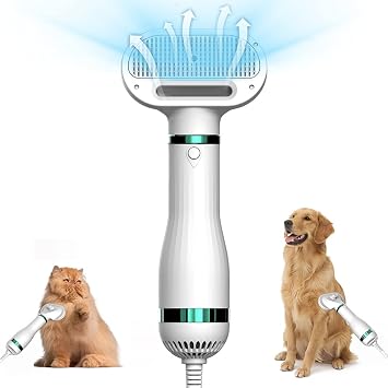 Amazon.com: Secador de pelo de aseo de mascotas, cepillo de secador de pelo  de perro, versión mejorada, 3 tipos de temperatura de calentamiento, secador  de pelo portátil profesional, adecuado para perros y