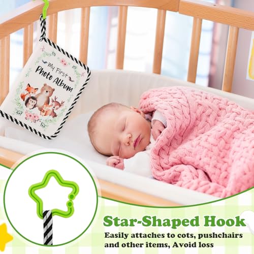 Baby Fotoalbum 4x6 Zoll, 17 Fotos Mein erstes Familienalbum Buch mit Tiere Weichem Stoffeinband & Haken für Neugeborene/Kleinkinder/Kinder/Baby-Dusche-Erinnerung-Geburtstagsgeschenke, Regenherzen