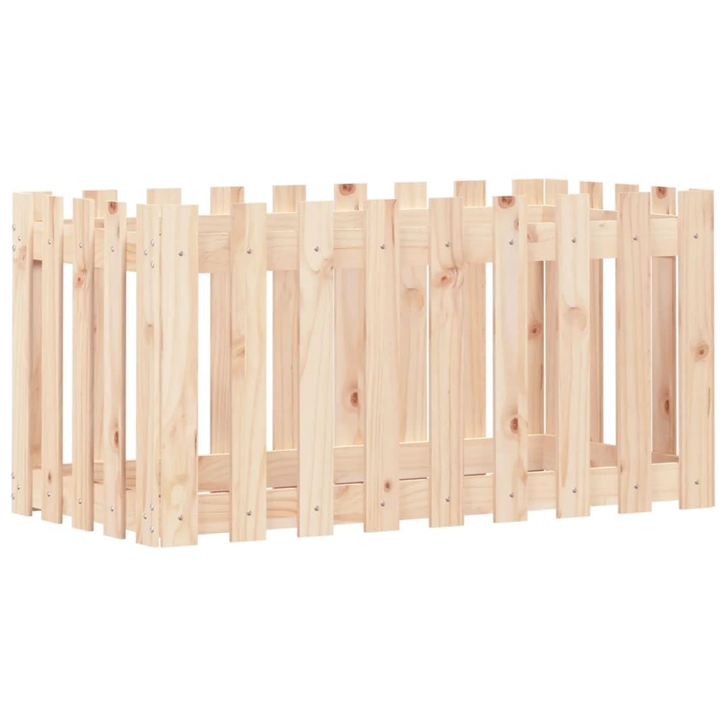 Diseño de valla de listones de 100 x 50 x 50 cm, madera maciza de pino sin tratar, para jardín y terraza, versátil, ideal para el cultivo de flores y plantas