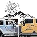 vitihipsy 2 stücke Auto Aufkleber, Auto Kompass Aufkleber, Berg Kompass Aufkleber Aufkleber für Auto UV Offroad Motorhaube Fahrzeug Reflektierende Aufkleber Aufkleber Dekor Zubehör, Schwarz