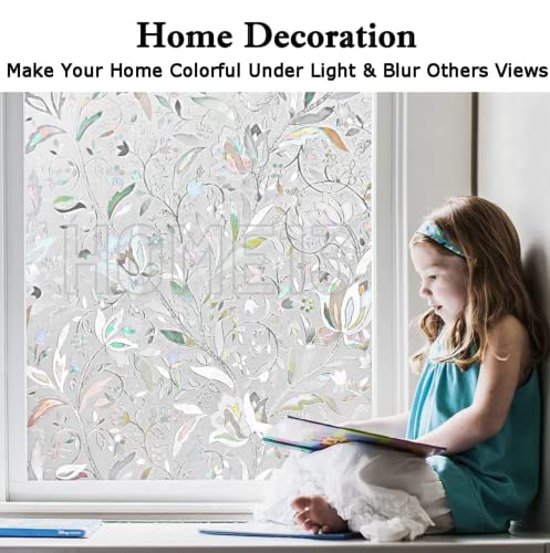 Image of HOME13 Frosted Glass Film Window Privacy Film Static Cling Decoartive Frosted Window Film Heat Control Frosted Glass Sticker for Home & Office (24 x 240 Inch, Glass Flower)