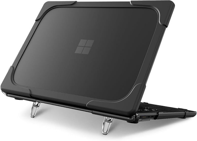 Batianda Durable Stand Case for Microsoft Surface Laptop 13.8 Inch, Black | Ergonomic Foldable Stand, Heavy Duty Matte Hard Shell, Fits 2024-2026 Surface Laptop 7/8th Edition for Business 13.8 Inch
