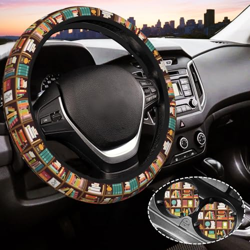 Book Lover Gifts Steering Wheel Cover for Women, Universal Auto