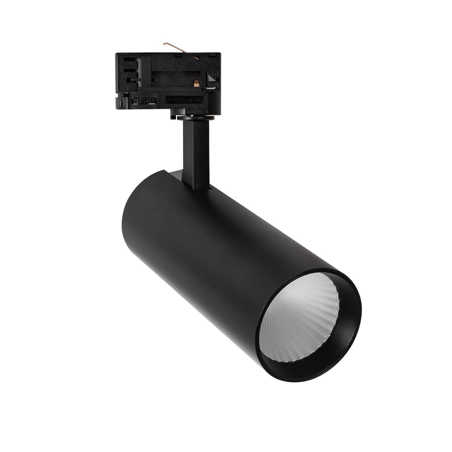 Spot LED sur Rail Triphasé 30W Bertha Noir 3000K Blanc chaud