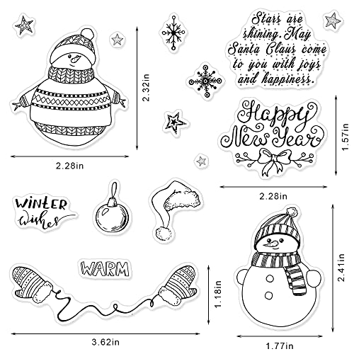 Christmas Snowman Clear Stamps For Card Making Decorative Xmas Theme Blessing Words With Sentiment Transparent Silicone Stamps For Diy Scrapbooking Supplies Embossing Paper Card Album Decoration Craft #TOP1