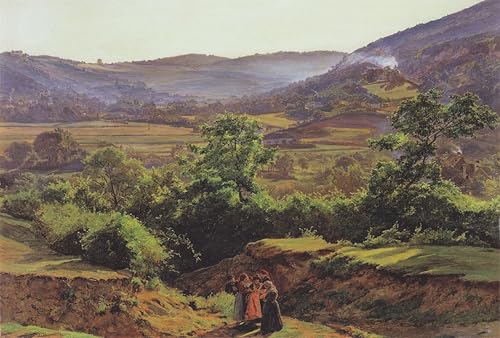 Tableau paysage de montagne pour décoration chambre vintage et salon chaleureux 60x90cm