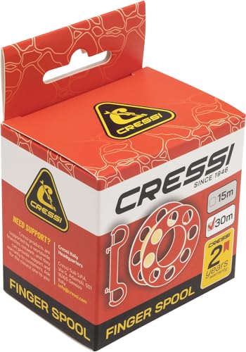 CRESSI Finger Spool w/SS Bolt Snap Black - Technical Finger Spool w/SS Bolt Snap Black - Technische Finger Spool komplett mit Tauchschnur und Karabinerhaken, Schwarz, 30m, Unisex