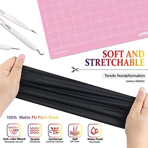 TransWonder Black Heat Transfer Vinyl 12 x 25ft Iron on Vinyl for Cricut Heat Press HTV Vinyl for T-Shirts (Matte)