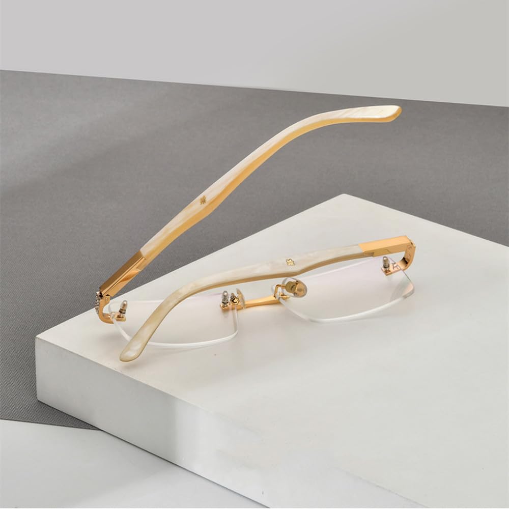 MUTYNE Brille Herren Quadratisch Luxus Diamanten Prächtige Randlose Brillengestell Damen